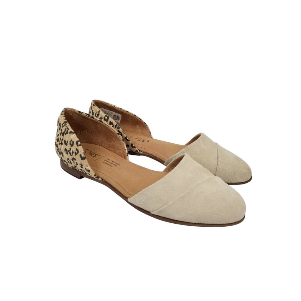 TOMS Women's Jutti D'Orsay Flats Suede Canvas Cheetah Leopard Print Flats Size 6